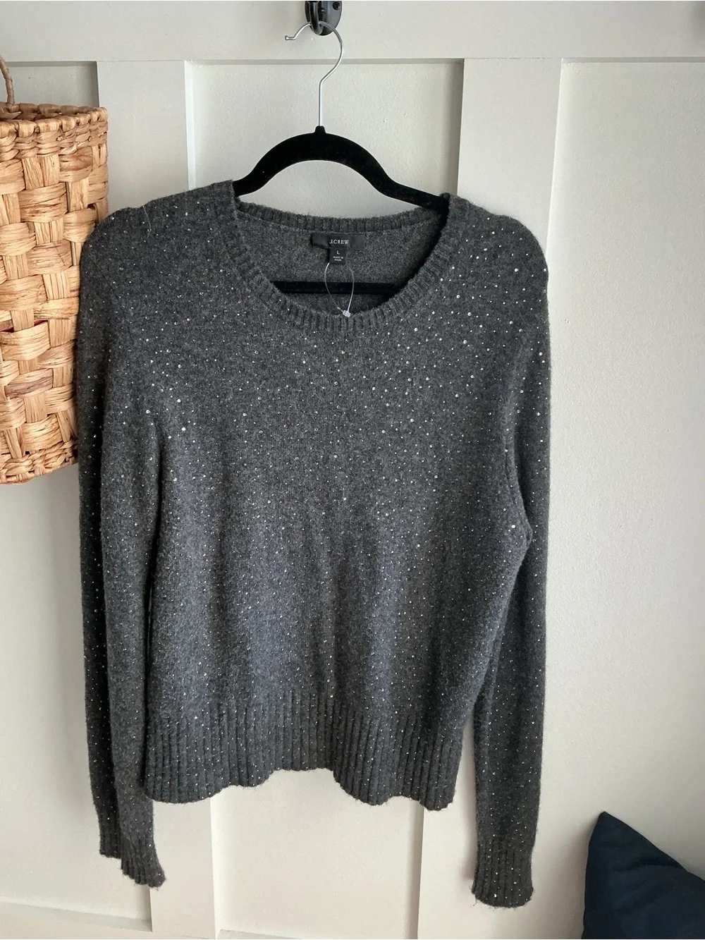 J. Crew Dark Charcoal Sparkle Crewneck Sweater